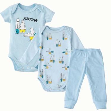 Imagem de Conjunto Bebe Menino 3 Peças Misto Algodão Infantil Tamanho:p - Duda L