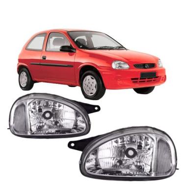 Imagem de Par farol chevrolet corsa wind 1994 a 2000 mascara cromada - BBS / AI