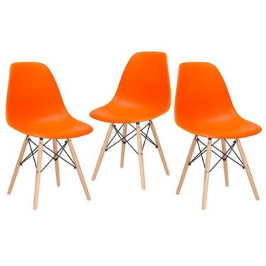 Imagem de Kit 3 Cadeiras Laráz Eames Eiffel DSW - Laranja - Laraz