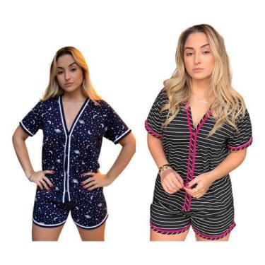 Imagem de Kit 2 Pijamas Feminino Americano Adulto Curto Malha Gestante - PIJAMAS