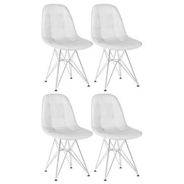 Imagem de Kit 4 cadeiras estofadas Charles Eames Eiffel Botonê com pés de metal 