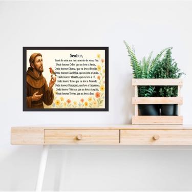 Imagem de Quadro Horizontal São Francisco De Assis Oração Da Paz 45x34cm - com vidro