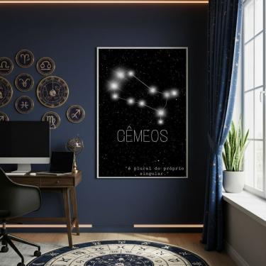 Imagem de Quadro Decorativo Signo De Gêmeos 70x50cm Mold Branca