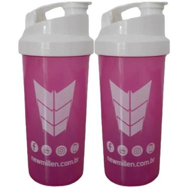 Imagem de Kit 2X Coqueteleira Feminina - 600ml Rosa e Branco - New Millen