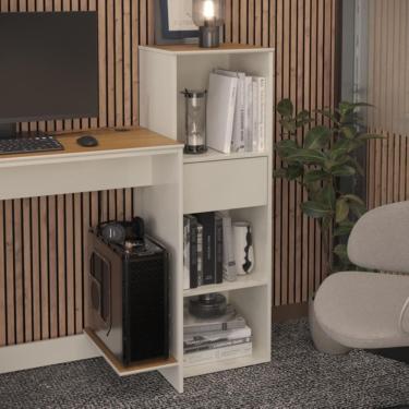 Imagem de Armário Livreiro Moscou  Office  Multiuso 1 Gaveta e Nichos Tampo MDF Usinado 100cm  -...