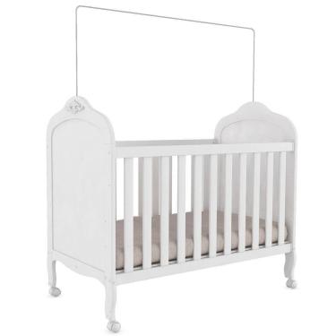 Imagem de Berço Mini Cama 2 em 1 Elô Móveis Peroba Branco Brilho