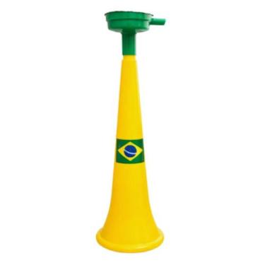 Imagem de Corneta Brasil Copa Do Mundo 28x08cm Som Potente Festa Cor:Amarelo - R