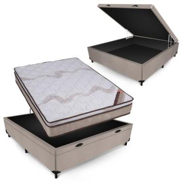 Imagem de Conjunto Castor Revolution Híbrido Box Baú Max Ultra Suede Bege Casal 