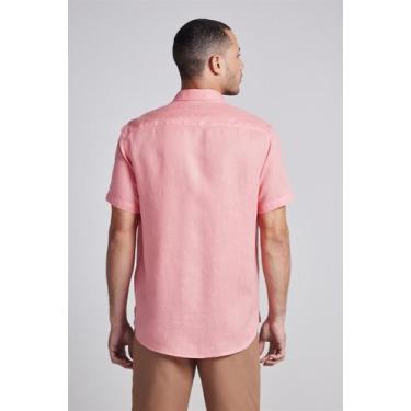 Imagem de Camisa Manga Curta Linho Comfort - Rosa Escuro - HIGHSTIL, Rosa, 4
