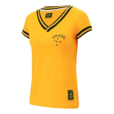 Imagem de Camisa Brasil Retrô Vintage Babylook Feminina - mj