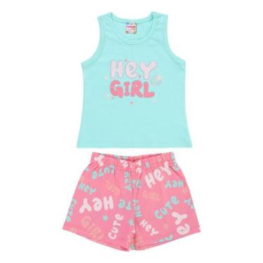 Imagem de Conjunto Menina Roupa Infantil Regata + Shorts Estampa Hey Girl Versát