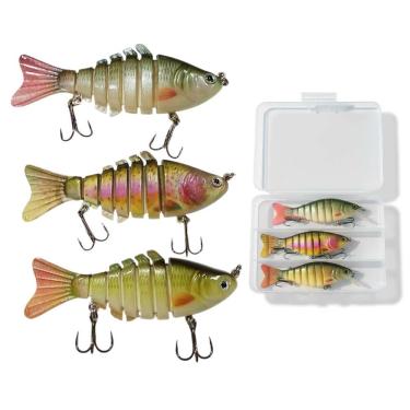 Imagem de Isca Artificial SU-ISC3 3 Peixes Articulada Corpo Segmentado Nado Natural Olhos 3D AB Mídia