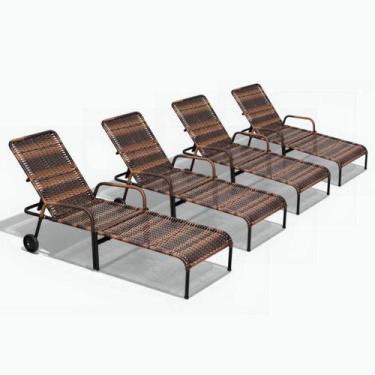 Imagem de Kit 4 Espreguiçadeiras Fibra Sintética - Type Decor, Argila