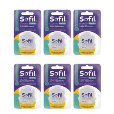 Imagem de Fio Dental Super Resistente Encerado Menta Sofil 100m Kit com 6