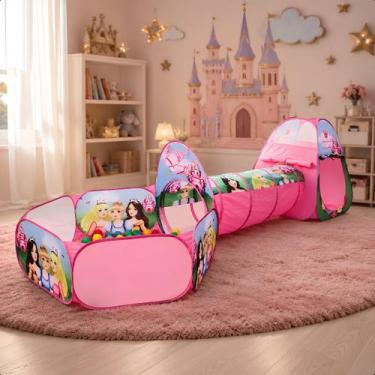 Imagem de Toca Barraca Infantil Colorida 3 Em 1 Túnel Piscina - DM TOYS, Rosa
