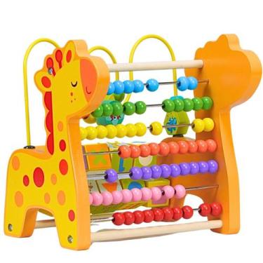 Imagem de Brinquedo Montessori Ábaco Girafinha De Madeira Desenvolve O Bebê E En
