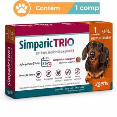 Imagem de Antipulgas Simparic Trio 12mg Cães 5,1 a 10kg 1 Comprimido - Zoetis