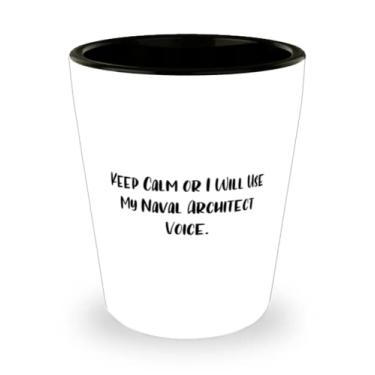 Imagem de Keep Calm or I Will Use My Naval Architect Voice. Copo de shot e arquiteto naval presente da Chefe, Inspire copo de cerâmica para homens e mulheres