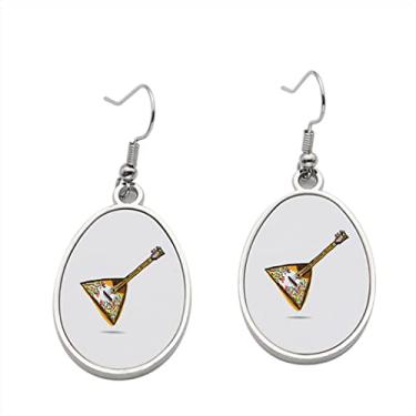 Imagem de Brinco Vector russo balalaica em fundo branco – Brincos pendentes para meninas – Presente de festa de aniversário dos namorados, Metal, Sem pedras preciosas