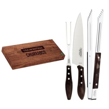 Imagem de Kit Churrasco 3 Peças Tramontina 29899265 Castanho