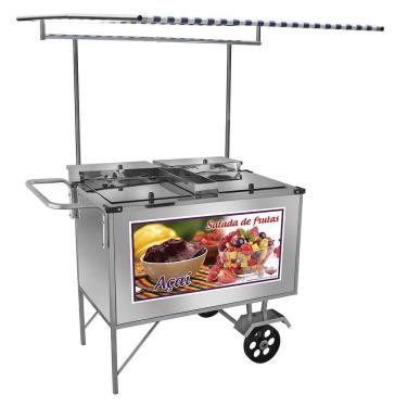 Imagem de Carrinho 2 em 1 Cefaz Salada de Frutas e Açaí Luxo Inox Rodas Maciças e Toldo L17M/T