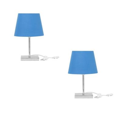 Imagem de Kit 2 Abajur Eros Dome Azul com Base Quadrada Magnifico