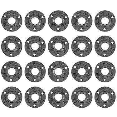 Imagem de Niubid Pacote com 20 flange de tubo de ferro fundido maleável de 3/4", flanges de tubulação industriais para tubos e conexões pretas, estilo vintage Steampunk industrial.