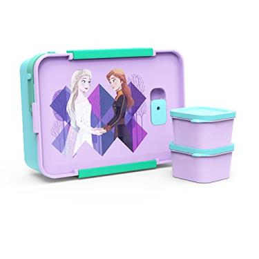 Imagem de Zak Designs Caixa Bento Disney Frozen 2 Reutilizável Roxa com Vedação à Prova de Vazamento, Alça de Transporte e Recipientes Individuais (Pacote com 3 Peças, Anna e Elsa)