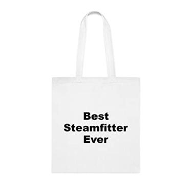 Imagem de Bolsa Tote Steamfitter, Best Steamfitter Ever Tote bag, Steamfitter, presente para Steamfitter, bolsa de ombro Steamfitter, bolsas reutilizáveis Steamfitter, ideia de de Natal, Branco