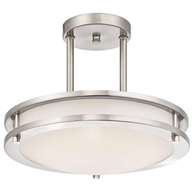 Imagem de Light Blue USA LB72130 Luminária de teto com montagem semi-nivelada, acabamento em níquel escovado antigo, branco quente 3000K, 1050 lúmens, regulável