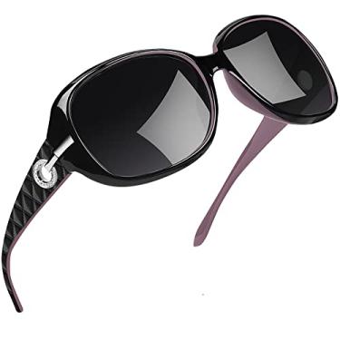Imagem de Óculos de sol da moda Óculos de sol polarizados femininos UV400 Óculos de proteção solar Clássico de armação grande Óculos de sol masculinos para andar de bicicleta Óculos de sombra, preto roxo, CN