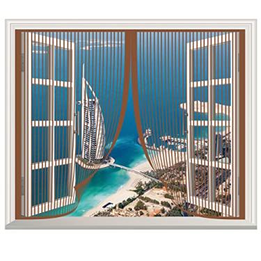 Imagem de Porta de tela magnética com cortina de malha, rede mosquiteira de entrada para insetos com fita de fixação de moldura completa, Preto Porta De Tela De Cortina De Porta Autoadesiva, Porta De Tela De Tela De Malha