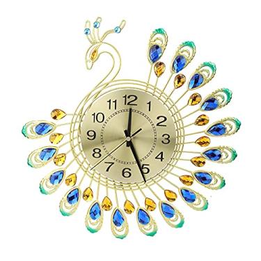 Imagem de Relógio de parede ZPSHYD, relógio de parede decorativo de ferro moderno relógio de parede grande 3D formato de pavão sem tique-taque relógio silencioso para decoração de sala de estar