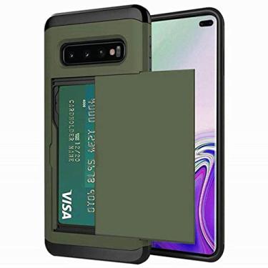 Imagem de Para Samsung Galaxy S10 Plus S10E S10 5G S9 S8 S7 S6 Edge S5 Caso Slide Armor Carteira Slots Para Cartão Capa Para Samsung Note 9 8, Verde Exército, Galaxy S7