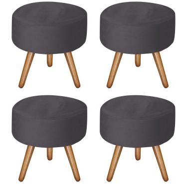 Imagem de Kit 4 Puffs Bali Suede Cinza