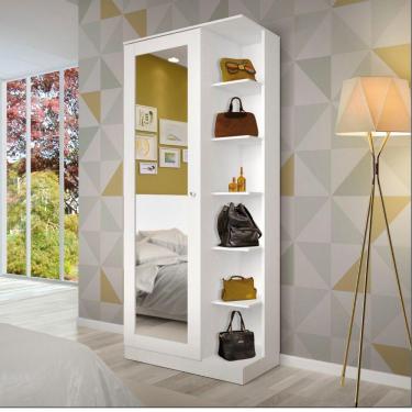 Imagem de Sapateira 1 Porta com Espelho 6 Prateleiras Duetto Henn Branco HP