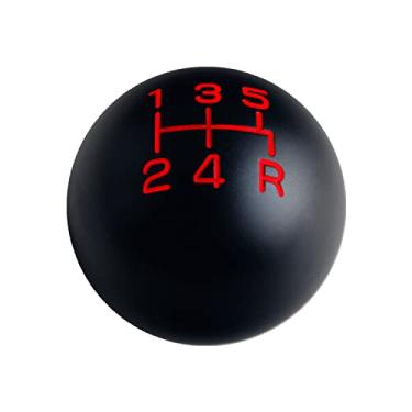 Imagem de DEWHEL Botão de câmbio de transmissão manual impresso de 5 velocidades preto 3/8"-16 fios de alumínio ponderado compatível com as varetas de câmbio Hurst Chrome