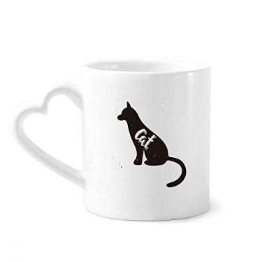 Imagem de Caneca de animal gato preto e branco café cerâmica copo de coração de vidro