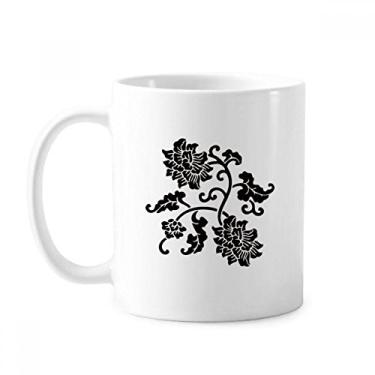 Imagem de Contorno flores pretas caneca planta cerâmica cerâmica xícara de café porcelana louça