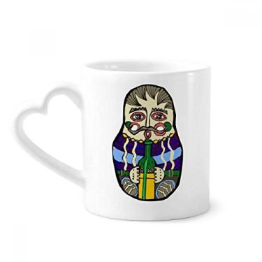 Imagem de Caneca russa Matryoshka russa da Rússia caneca de café cerâmica copo de coração de vidro