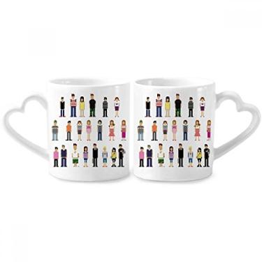 Imagem de Conjunto de canecas de porcelana para casais, de personagens de jogos, com alça de coração