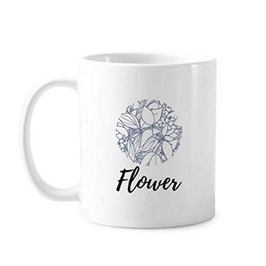 Imagem de Caneca de cerâmica cerâmica com desenho de linha e plantas abstratas para café e porcelana