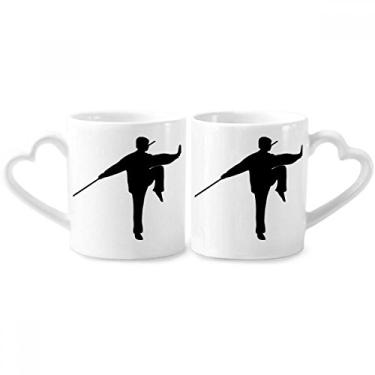 Imagem de Kung Fu Chinês Shaolin Stick Arte Marcial Casal Porcelana Conjunto de Caneca de Cerâmica Amante Copo Punho Coração