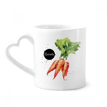 Imagem de Cenoura vegetal saboroso saudável caneca aquarela café cerâmica copo de coração de vidro