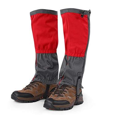 Imagem de polainas de bota ultra anti-rasgo para caminhadas,Polainas de perna com z¨ªper ¨¤ prova d'¨¢gua, polainas de sapato ajust¨¢veis ??para ca?a, polainas de neve respir¨¢veis ??para homens e mulheres(Red