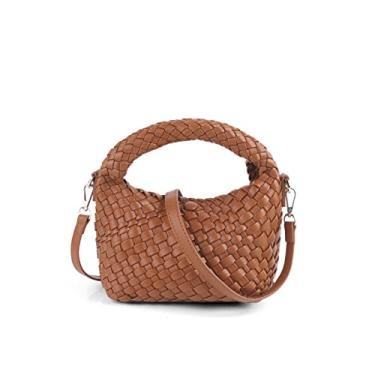 Imagem de Bolsa feminina de tecido pequena transversal, bolsa acolchoada de tecido com alça removível, Brown