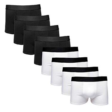 Imagem de Kit Com 8 Cuecas Boxer Cotton Confort Masculina Part.B (Branco/Preto, P)