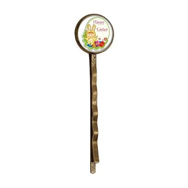 Imagem de Coelhinho amarelo Happy Easter infantil Egg Culture Retro Metal Hair Bobby Pin Headwear