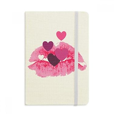 Imagem de Caderno de corações de lábios rosa, dia dos namorados, capa dura em tecido, diário clássico