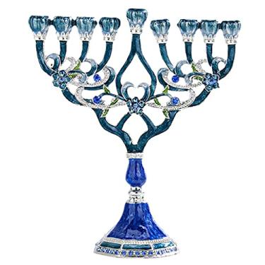 Imagem de Serenable Suporte De Menorah Judaica Pintado À Mão Geométrico Clássico Casa Decoração Centrais Candelabros Suporte De Vela De Cristal Com 9 Raços Ramos Estilo Europeu Castiçal Tamanho Real, B